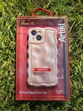 Artikl 3D Ripple Wave Phone Case for iPhone 15 - Pearl Pink